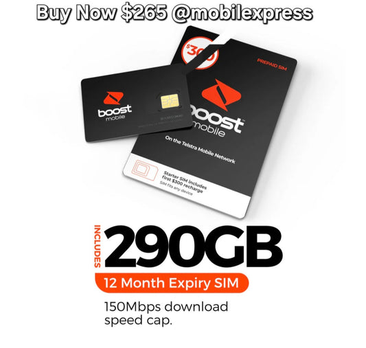 Boost Mobile Prepaid Long Expiry 12 Months Plan 290GB data 5G Network