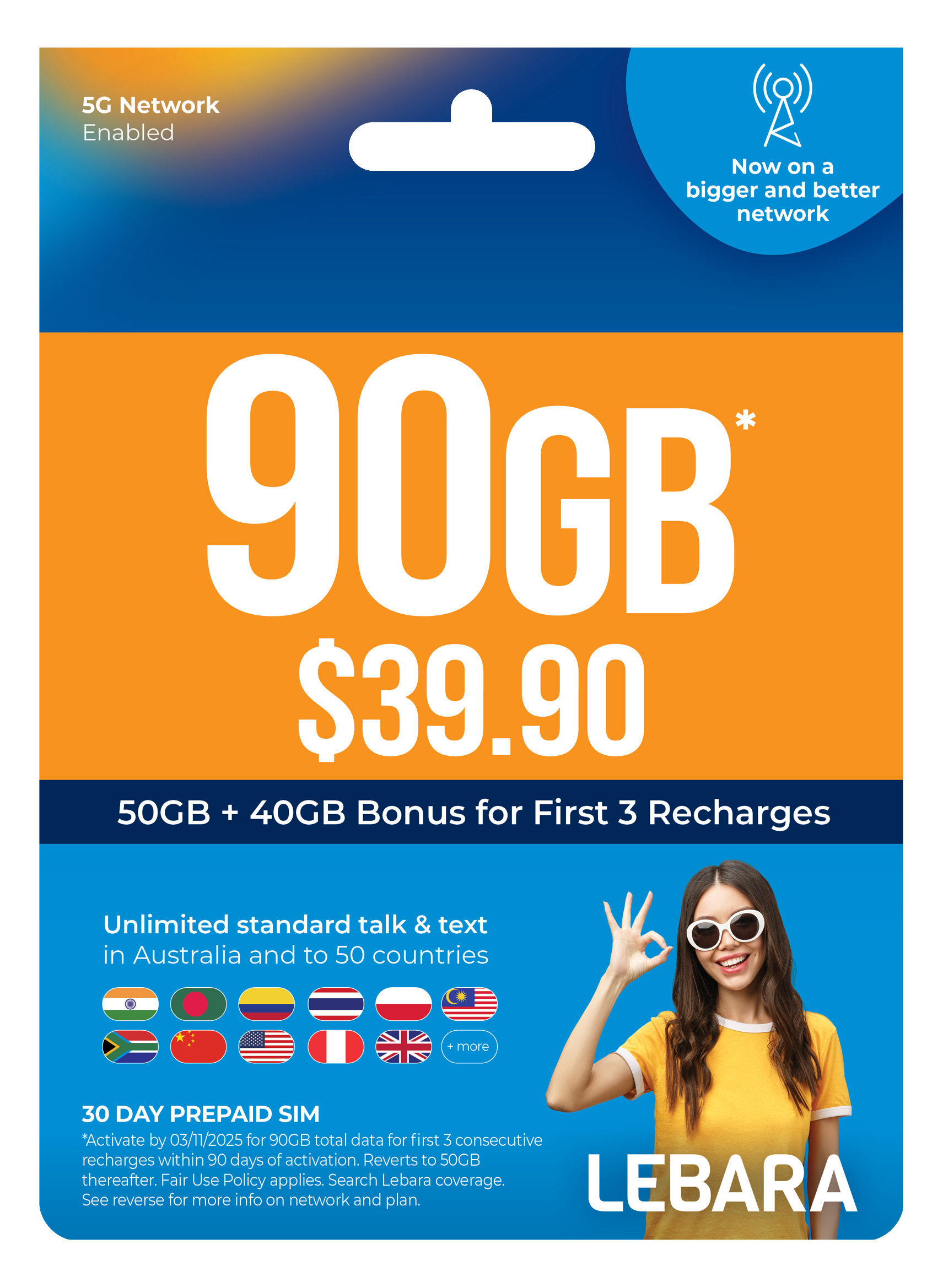 Vodafone 365 days Long expiry Plan 200GB + get Lebara 30 days prepaid Sim 90gb Absolutely free - mobilexpress