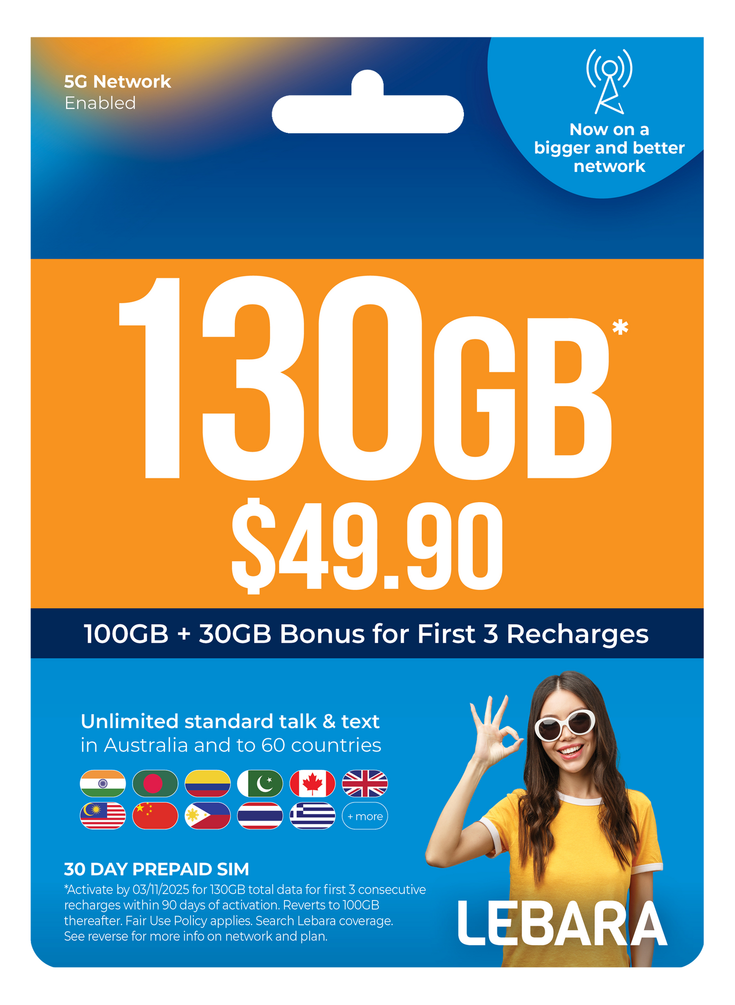 Lebara Large 360 Day Expiry Plan 425gb + Get Lebara 30days 130GB Sim Card Absolutely Free