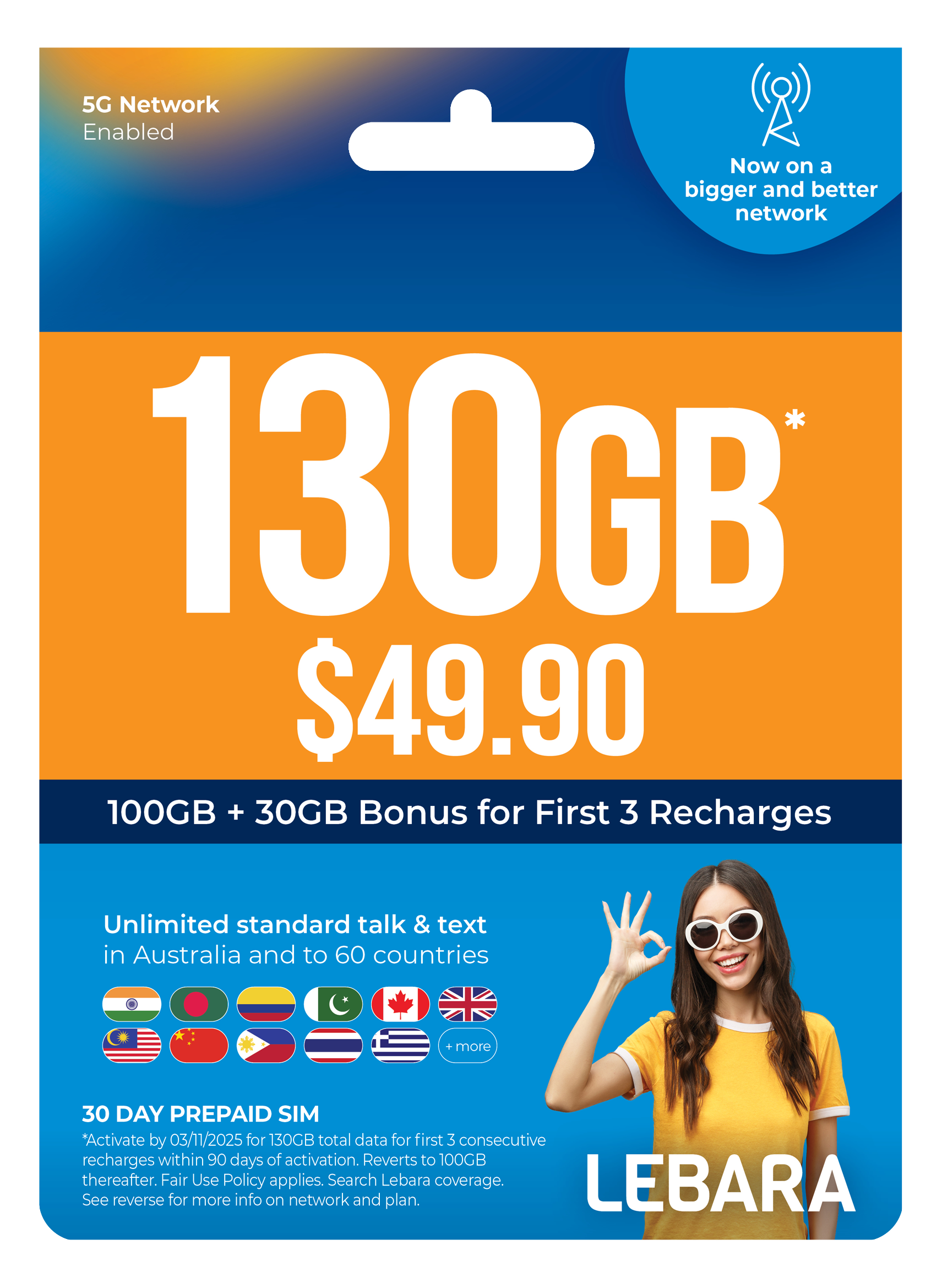 Vodafone 365 days Long expiry Plan 300GB + get Lebara 30 days expiry prepaid sim 130GB Absolutely free - mobilexpress