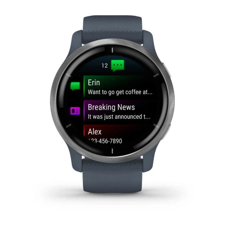 Garmin Venu 2 Silver Stainless Steel Bezel with Granite Blue Case and Silicone Band - mobilexpress