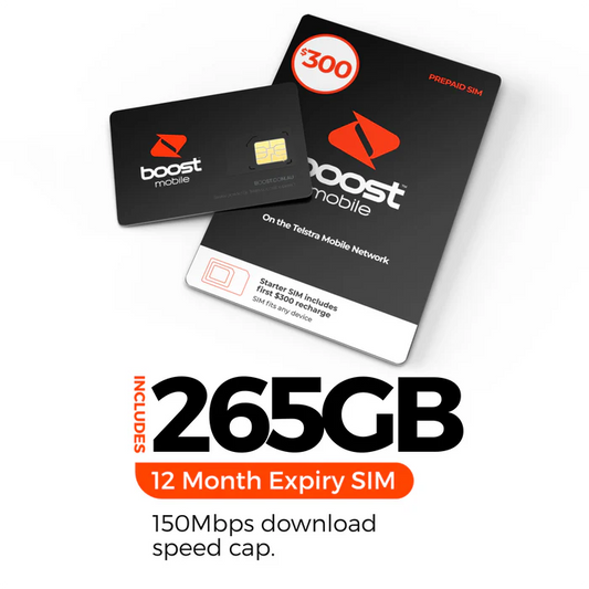 Boost Prepaid Sim 12 Months expiry 265GB data 150mbps download Speed