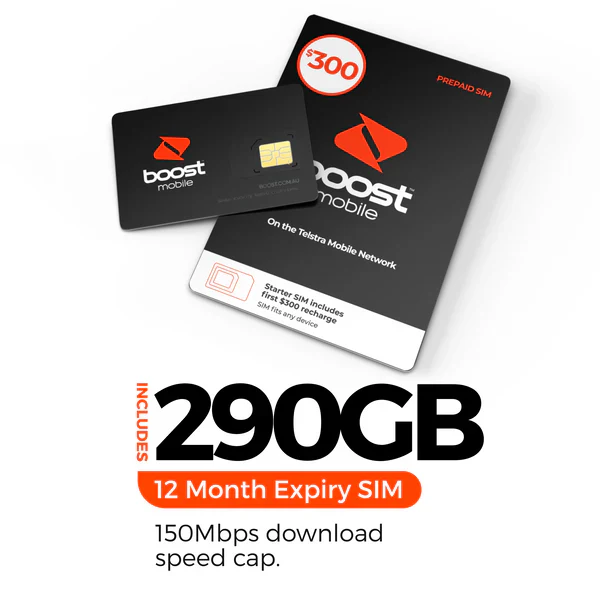 Boost Mobile Prepaid Sim Card 12 months expiry 290gb  $265 data Call Unlimited to India and 19 other counties.