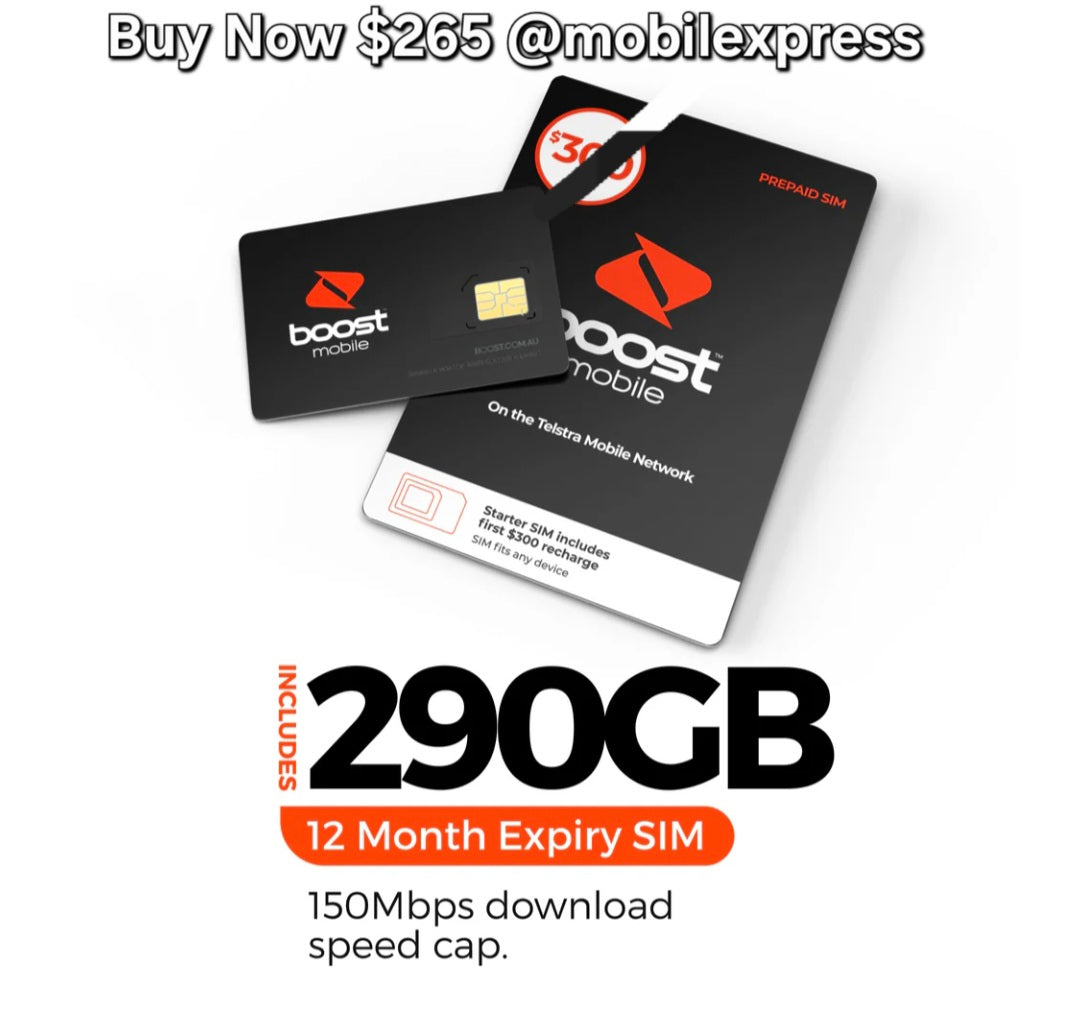 Boost Mobile Prepaid Long Expiry 12 Months Plan 290GB data 5G Network