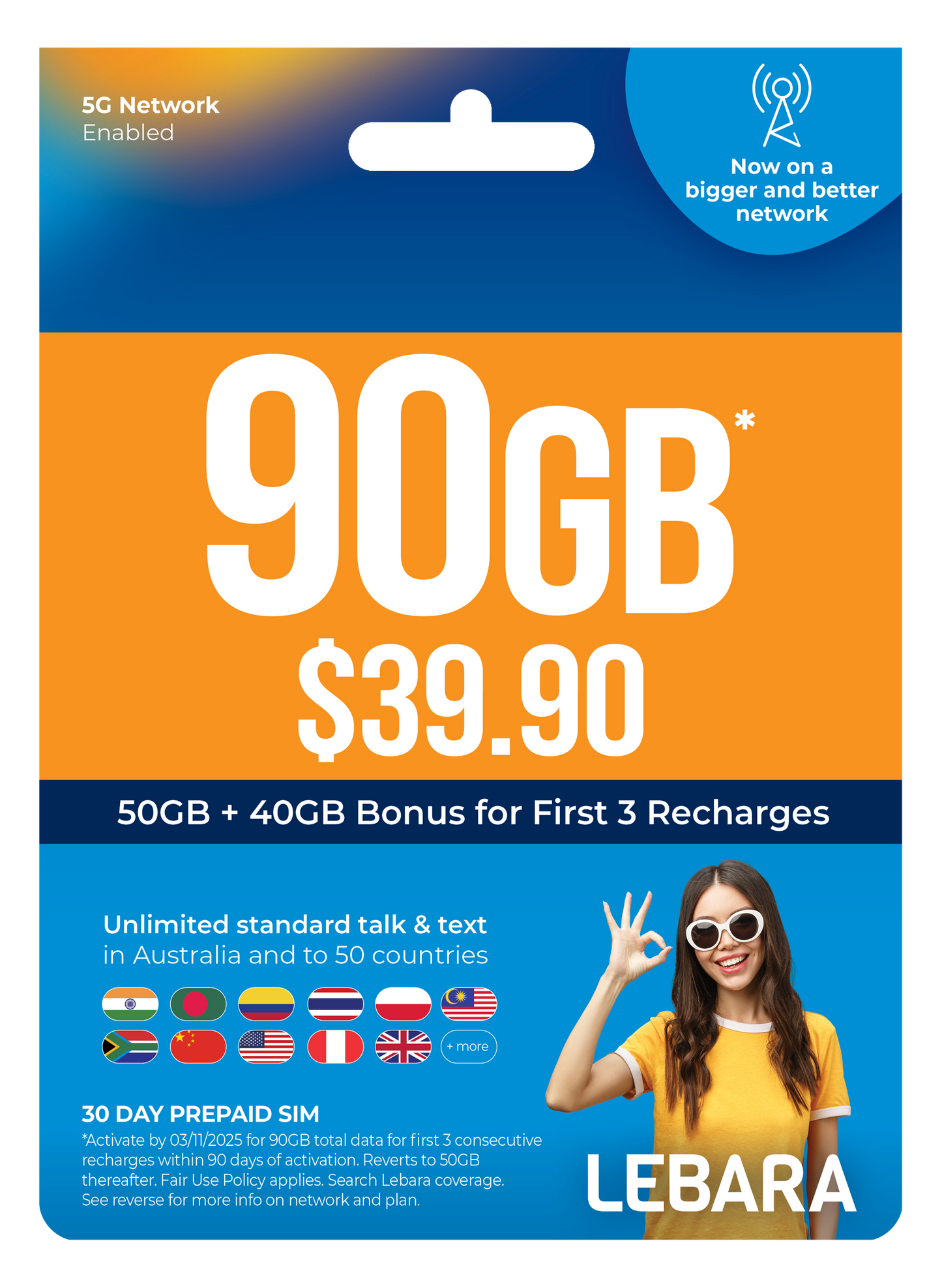 Vodafone 365 days Long expiry Plan 200GB + get Lebara 30 days prepaid Sim 90gb Absolutely free