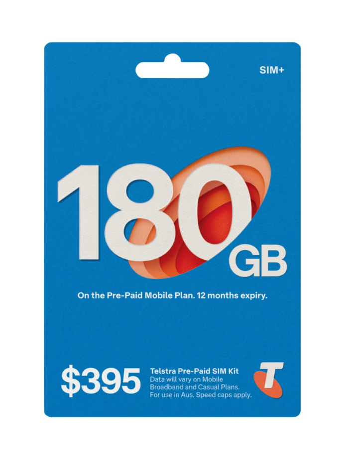 Telstra $395 Pre-Paid SIM Kit  12-month expiry 180GB +165GB Activation Bonus Telstra