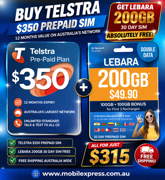 Telstra $350 Pre-Paid SIM Kit  12-month expiry 300GB data Telstra