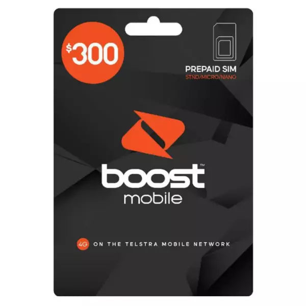 Boost Mobile $300 Prepaid Sim 290gb Data 12 Months expiry 150 Mbps Download Speed Cap
